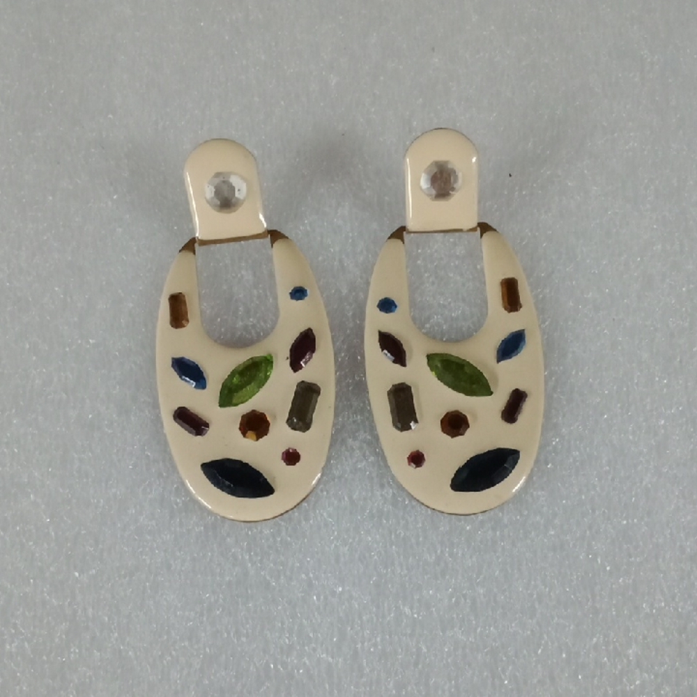 1980's Copper Enamel Earrings #A238